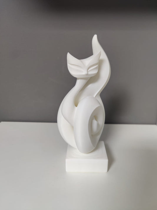 Beyaz Fısıltı Modern Kedi Heykeli