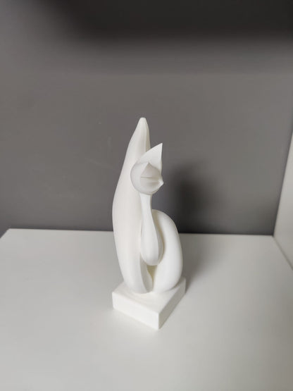 Beyaz Fısıltı Modern Kedi Heykeli